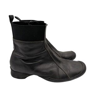 Wolky Ankle Boots Black Leather Booties Womens 7 EU 38 Zip Comfort Walking Shoes